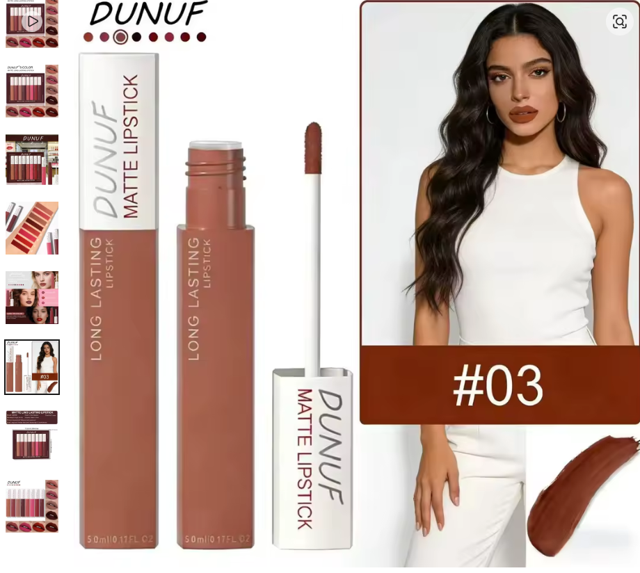 8pc/set Long-Lasting Lip Gloss Matte Waterproof Lipstick Lip Stain Non-transfer Highly Pigmented Nude Red Y2K Daily&Party Makeup