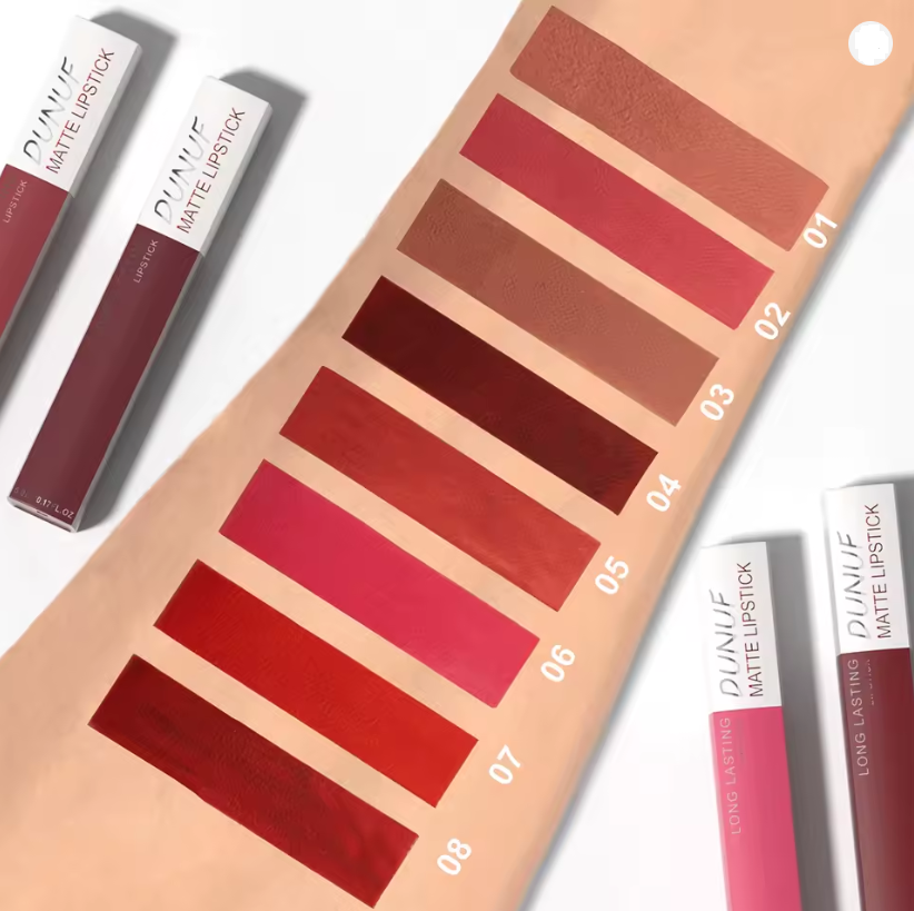 8pc/set Long-Lasting Lip Gloss Matte Waterproof Lipstick Lip Stain Non-transfer Highly Pigmented Nude Red Y2K Daily&Party Makeup
