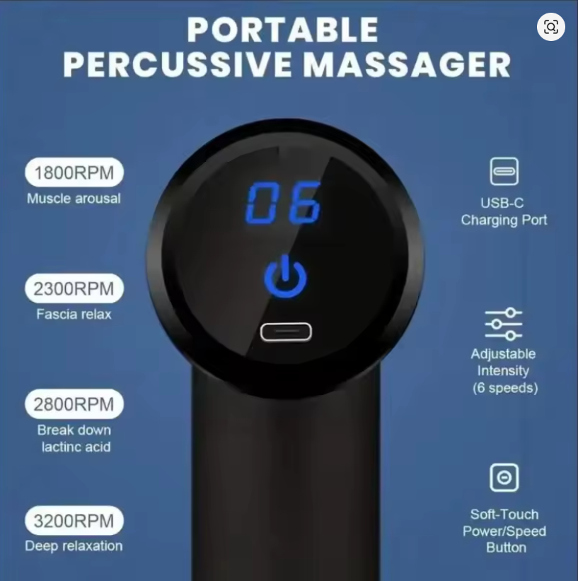 Percussion Mini Massage Gun Portable Handheld Massager for Back Neck Shoulder Leg Muscle Pain Relief Daily Relaxation